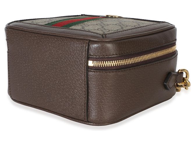 Borsa a mano mini Ophidia in tela GG Supreme Ebony e beige con tracolla Web Gucci Marrone - vista 6