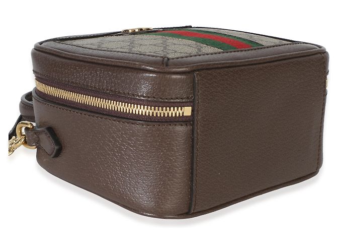 Borsa a mano mini Ophidia in tela GG Supreme Ebony e beige con tracolla Web Gucci Marrone - vista 7