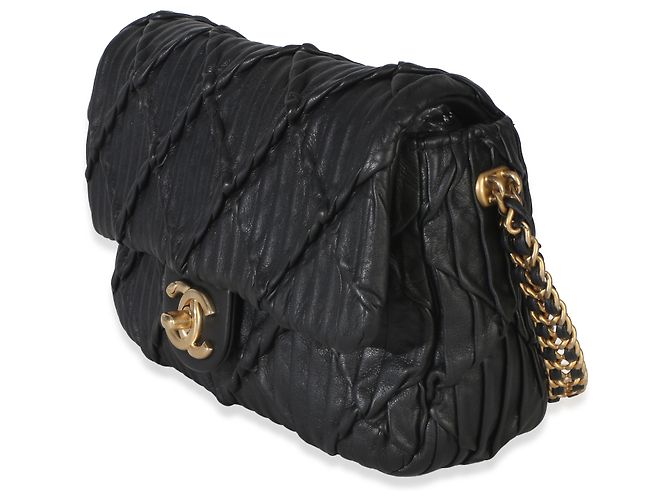Timeless Mini borsa Soul Flap in agnello plissé nero Chanel - vista 3