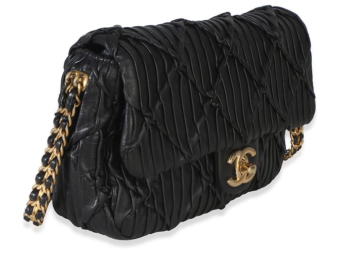 Timeless Mini borsa Soul Flap in agnello plissé nero Chanel - vista 4