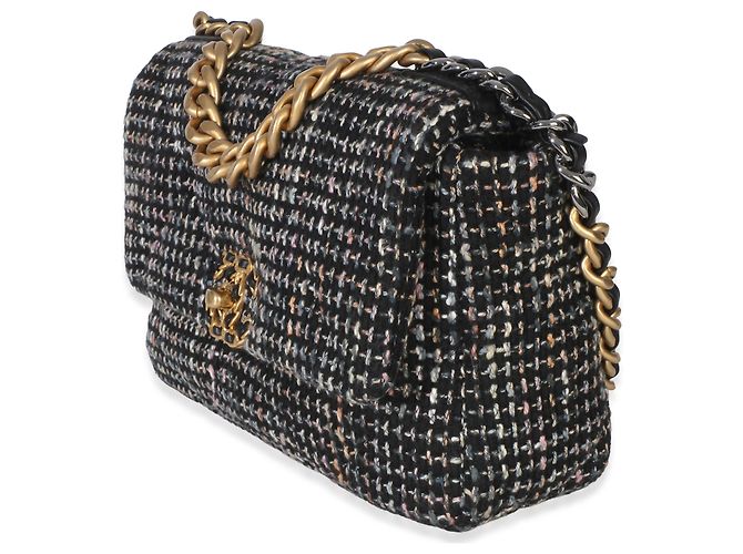 Bolso Chanel 19 Flap Chanel Quilted de Tweed Negro Multicolor Tamaño Medium - vista 3