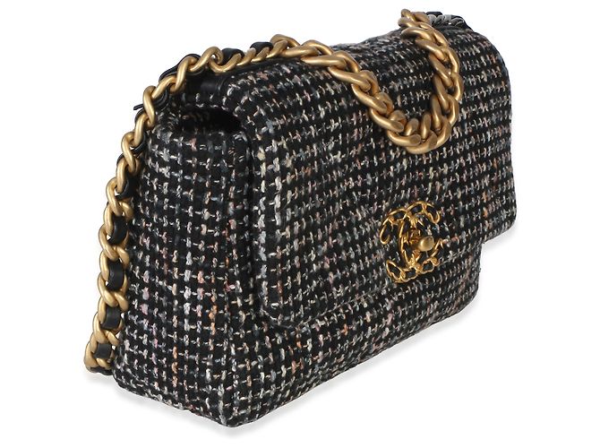Bolso Chanel 19 Flap Chanel Quilted de Tweed Negro Multicolor Tamaño Medium - vista 4