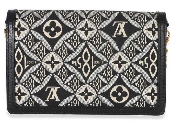 Louis Vuitton Dauphine Chain Wallet aus schwarzem und blauem Jacquard Since 1854 - Ansicht 2