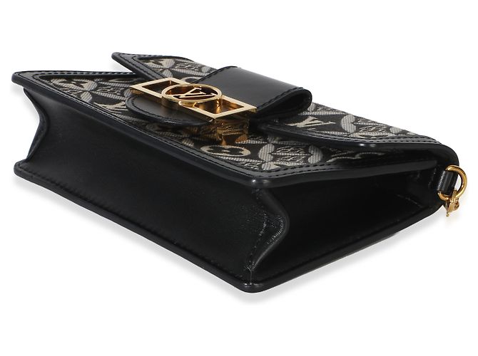 Louis Vuitton Dauphine Chain Wallet aus schwarzem und blauem Jacquard Since 1854 - Ansicht 6