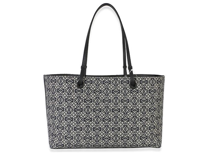 Tote Jacquard Anagram East West Navy Black Loewe Blu Beige - vista 2