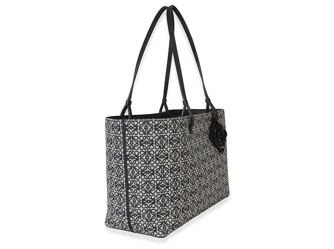 Tote Jacquard Anagram East West Navy Black Loewe Blu Beige - vista 4