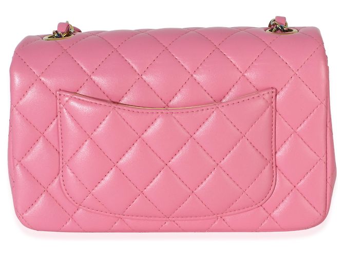 Timeless Borsa Chanel Pink Quilted Lambskin Rainbow Mini Rectangular Flap Bag Rosa - vista 4