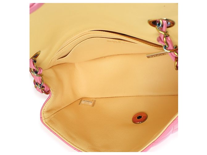 Timeless Borsa Chanel Pink Quilted Lambskin Rainbow Mini Rectangular Flap Bag Rosa - vista 5