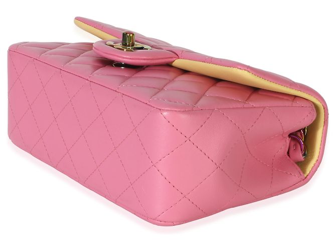 Timeless Borsa Chanel Pink Quilted Lambskin Rainbow Mini Rectangular Flap Bag Rosa - vista 6