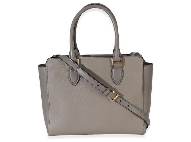Prada Argilla Saffiano Soft Calfskin Small Top Handle Tote Marrone - vista 2