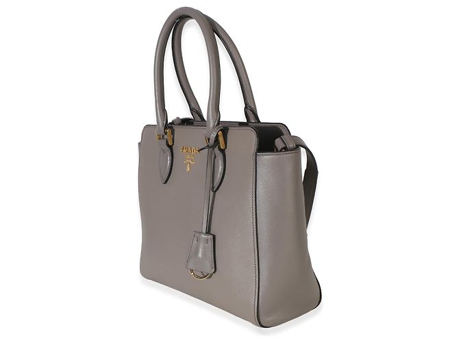 Prada Argilla Saffiano Soft Calfskin Small Top Handle Tote Marrone - vista 3