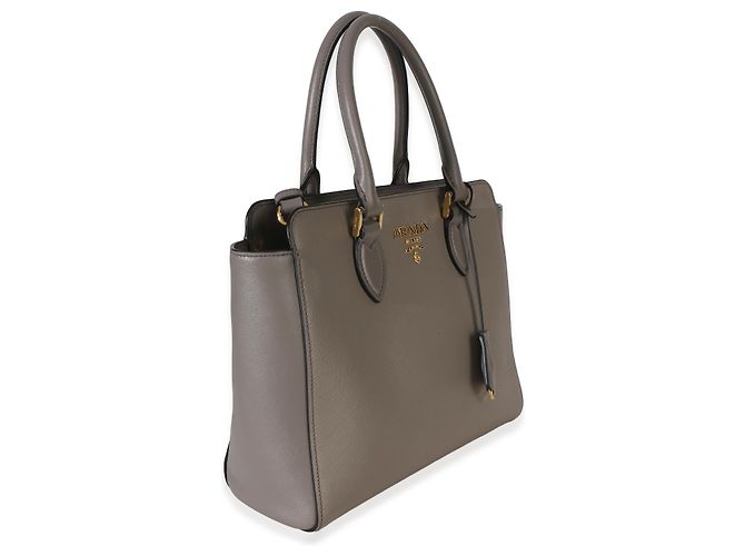 Prada Argilla Saffiano Soft Calfskin Small Top Handle Tote Marrone - vista 4