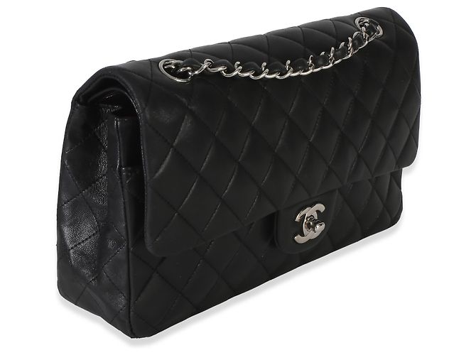 Timeless Borsa Chanel Black Quilted Lambskin Medium Classic Double Flap Nero - vista 4