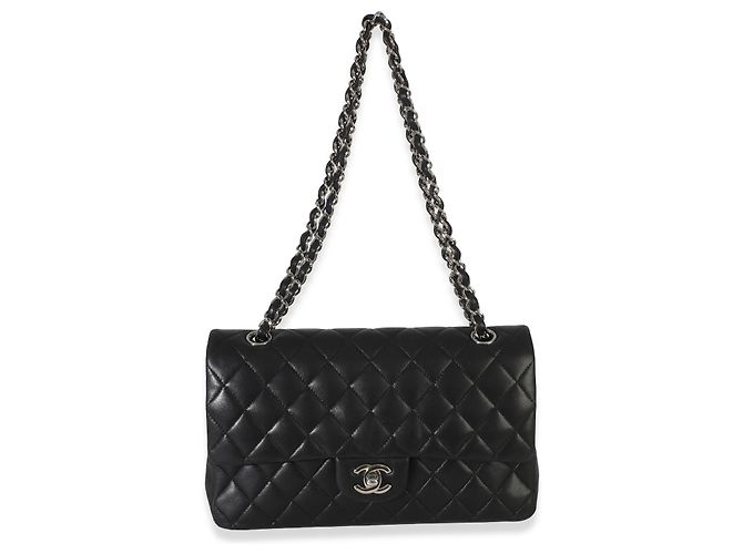 Timeless Borsa Chanel Black Quilted Lambskin Medium Classic Double Flap Nero - vista 5