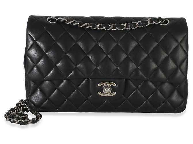Timeless Borsa Chanel Black Quilted Lambskin Medium Classic Double Flap Nero - vista 8