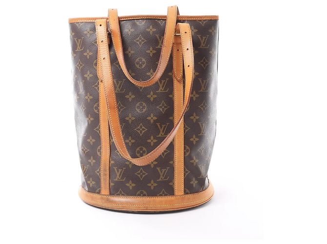Bolsa de Ombro Louis Vuitton Bucket GM Monogram Canvas Marrom M42236 Bege - vista 14