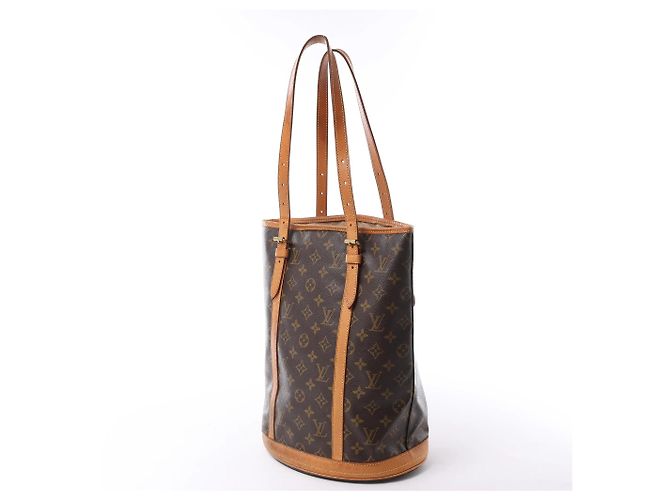 Bolsa de Ombro Louis Vuitton Bucket GM Monogram Canvas Marrom M42236 Bege - vista 2