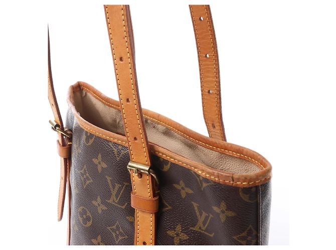 Bolsa de Ombro Louis Vuitton Bucket GM Monogram Canvas Marrom M42236 Bege - vista 5