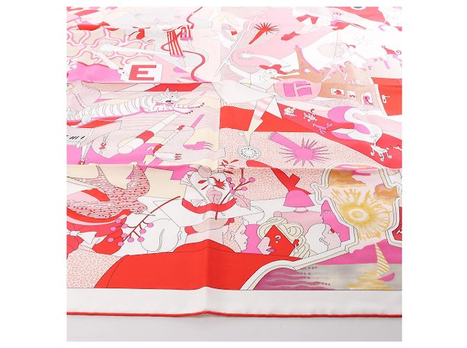 Foulard in seta Hermès Carré 90 "CA DECOIFFE" Rosa - vista 2