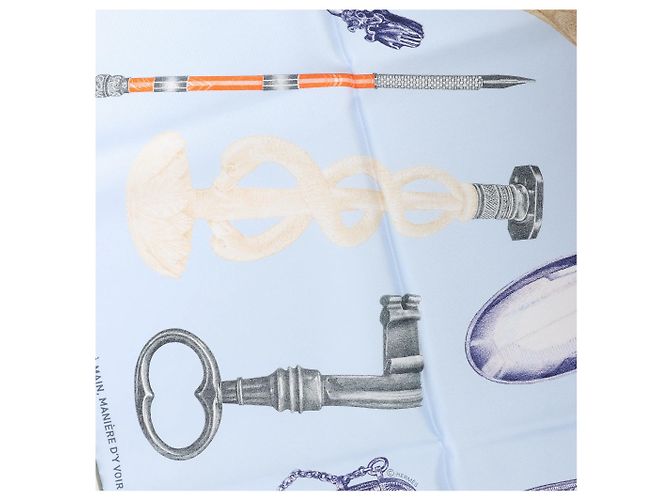 Foulard in seta Hermès Carré 90 "Nous Sommes Inséparables" blu - vista 12