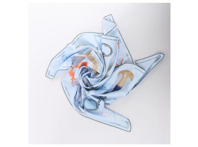 Foulard in seta Hermès Carré 90 "Nous Sommes Inséparables" blu - vista 13