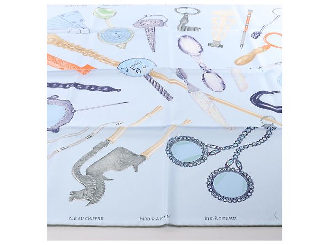 Foulard in seta Hermès Carré 90 "Nous Sommes Inséparables" blu - vista 4