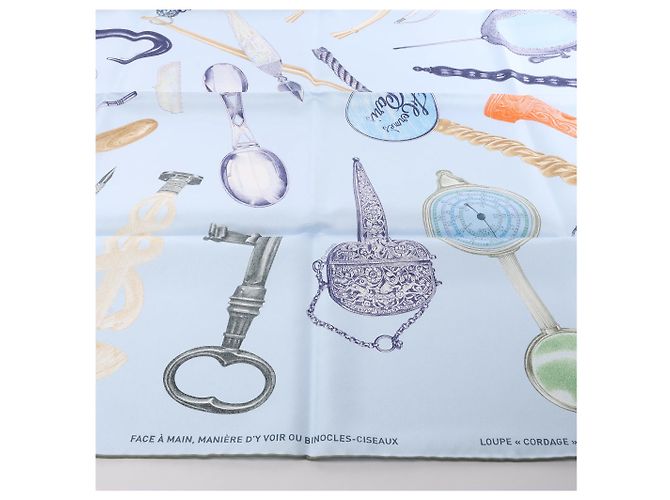 Foulard in seta Hermès Carré 90 "Nous Sommes Inséparables" blu - vista 6