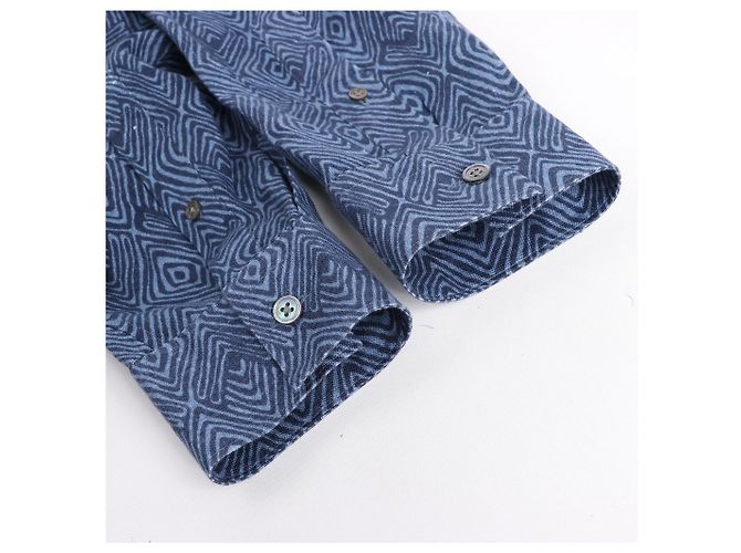 Autre Marque CC Collection Corneliani Dark Blue Patterned Shirt, Size 40 IT - view 13