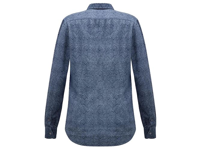 Autre Marque CC Collection Corneliani Dark Blue Patterned Shirt, Size 40 IT - view 2