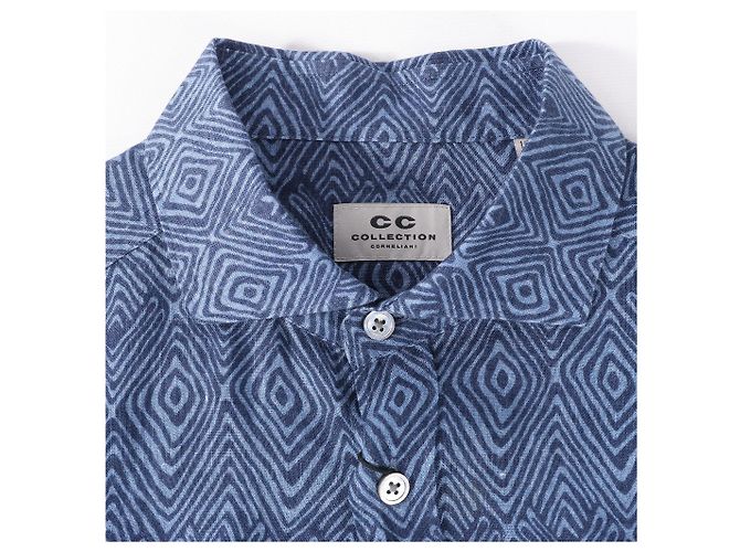 Autre Marque CC Collection Corneliani Dark Blue Patterned Shirt, Size 40 IT - view 8