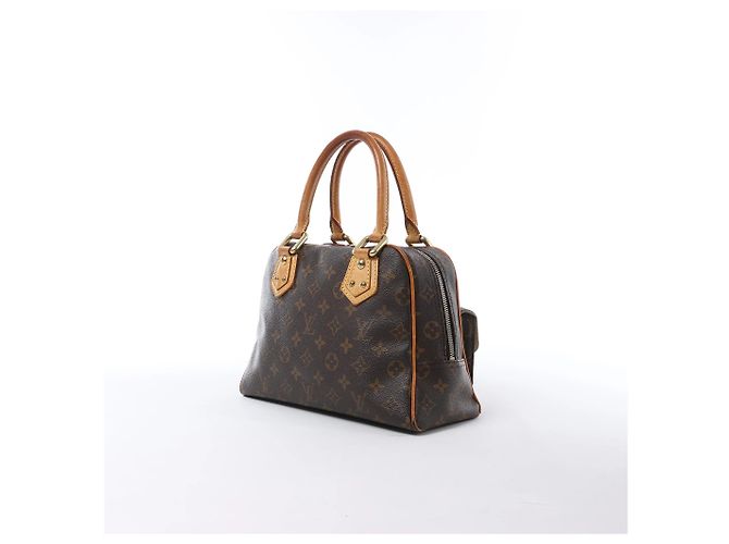 Borsa Louis Vuitton Manhattan PM Monogram Canvas Marrone M40026 Beige - vista 3