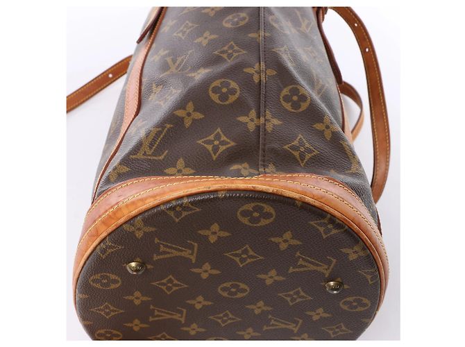 Borsa a tracolla Louis Vuitton Bucket GM Monogram Canvas Marrone M42236 Beige - vista 7