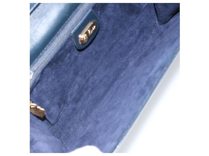 Gucci Vintage Interlocking G Flap Leather Small Blu navy - vista 5