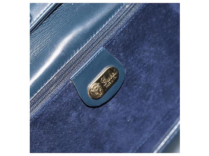 Gucci Vintage Interlocking G Flap Leather Small Blu navy - vista 6
