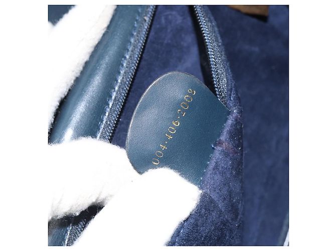 Gucci Vintage Interlocking G Flap Leather Small Blu navy - vista 7