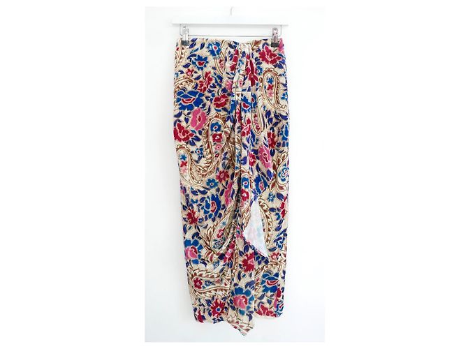 Saia drapeada estampada Breena Isabel Marant Rosa Vermelho Azul Multicor Bege - vista 2