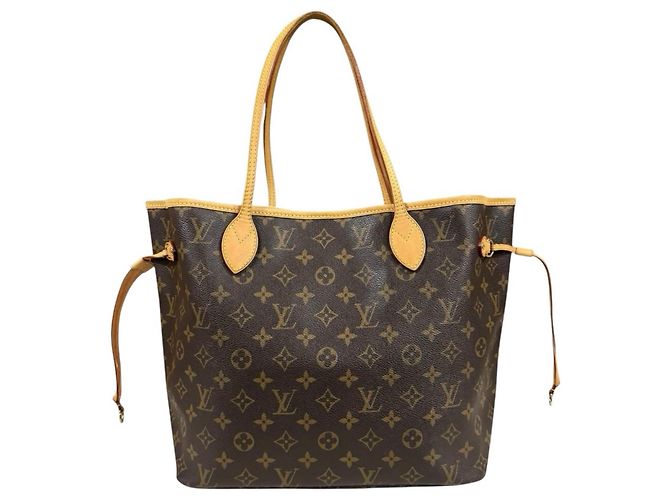 Borsa Tote Louis Vuitton Neverfull MM Monogram Marrone - vista 3