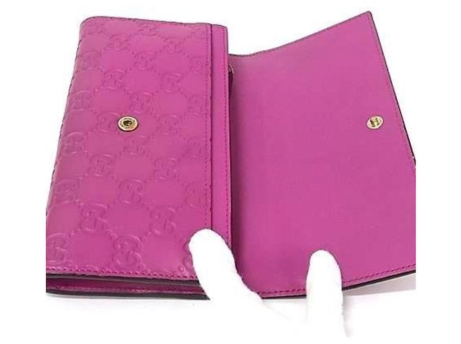 Cartera larga de cuero morado Gucci Púrpura - vista 3