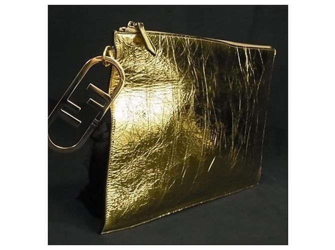 Clutch in pelle dorata Fendi D'oro - vista 2