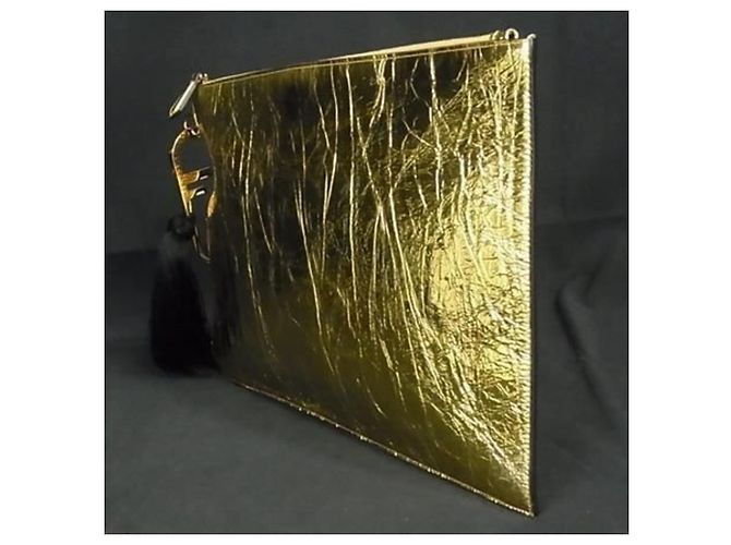 Clutch in pelle dorata Fendi D'oro - vista 3