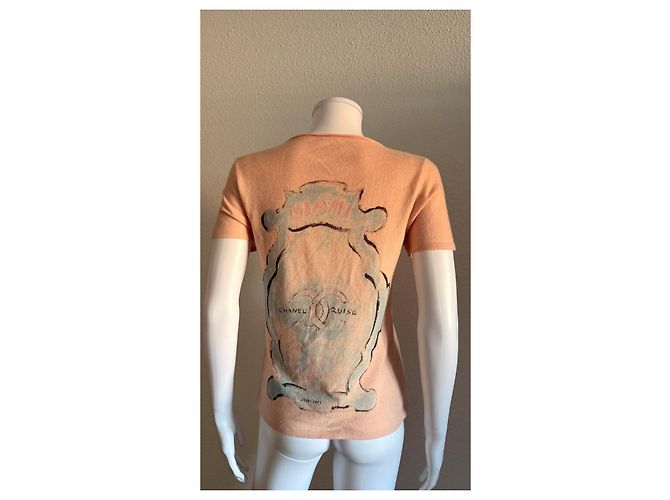 Chanel Camiseta de cachemira rosa logo corazón - vista 2