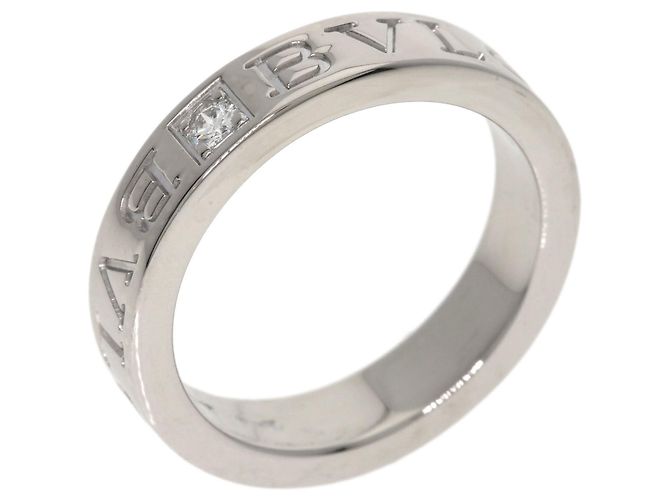 Bulgari Anello Bvlgari Double Logo in Diamanti e Oro Bianco 18K - vista 2