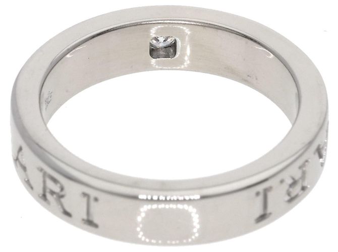 Bulgari Anello Bvlgari Double Logo in Diamanti e Oro Bianco 18K - vista 4