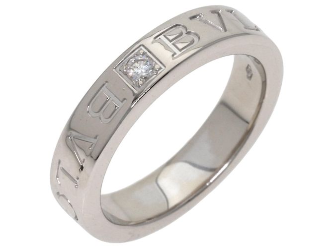 Bulgari Anello Double Logo 1P Diamond in oro bianco 18K - vista 2