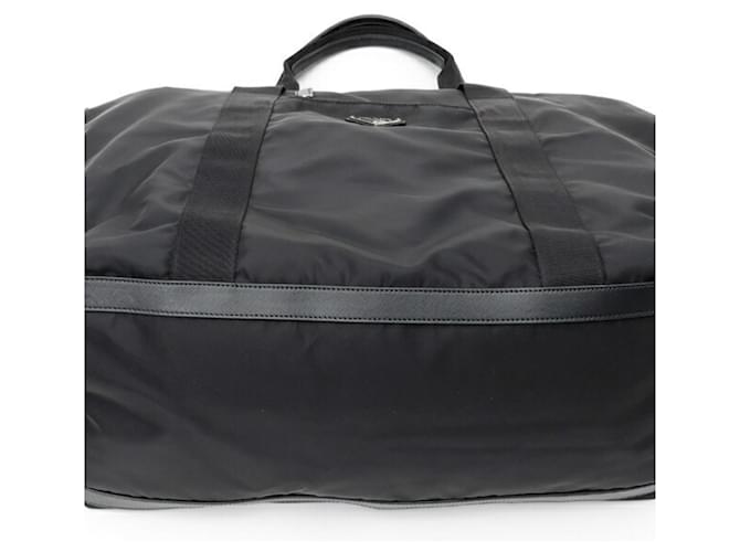 Borsa duffle in nylon e pelle Saffiano Prada Nero - vista 4
