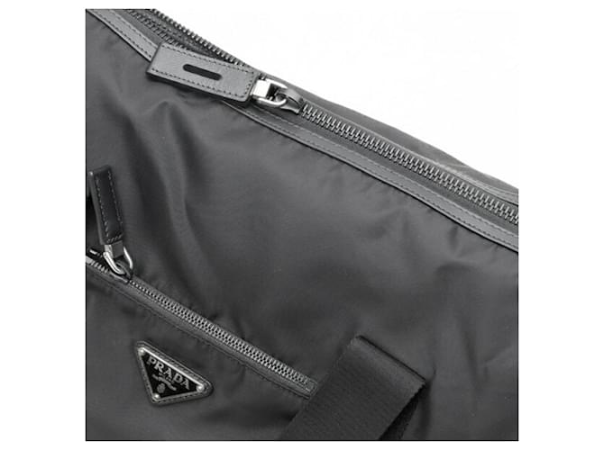 Borsa duffle in nylon e pelle Saffiano Prada Nero - vista 5