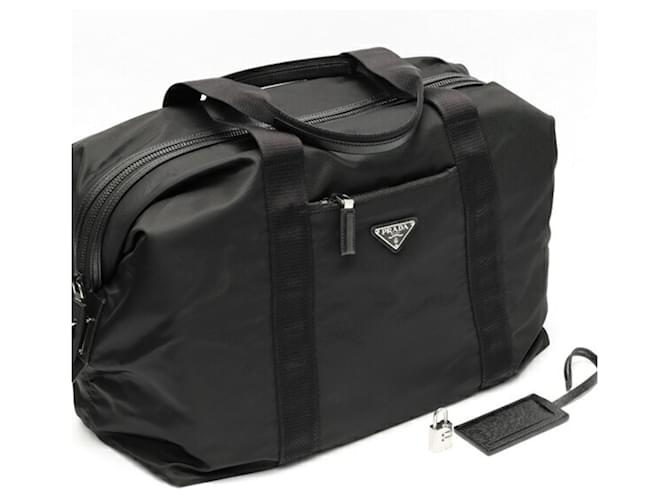 Borsa duffle in nylon e pelle Saffiano Prada Nero - vista 8
