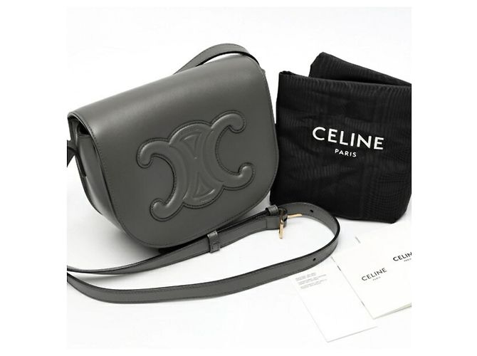 Céline Borsa a Spalla Celine Folco Cuir Triomphe Marrone - vista 7