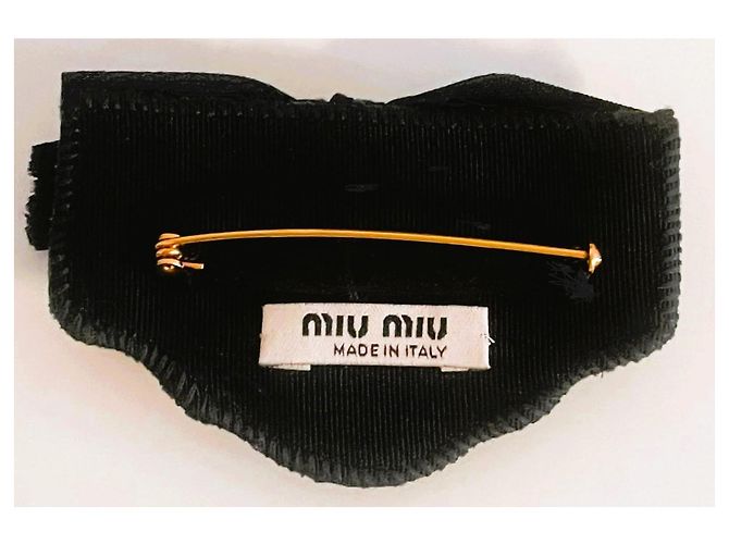 Wunderschöne MIU MIU Brosche mit Doppelknoten und Kristallmuster Schwarz Weiß - Ansicht 2