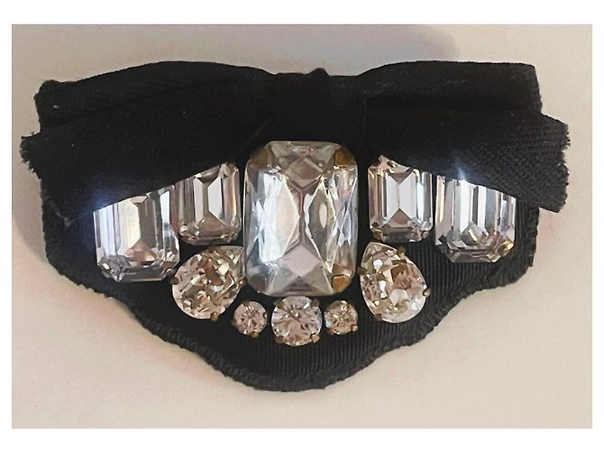 Wunderschöne MIU MIU Brosche mit Doppelknoten und Kristallmuster Schwarz Weiß - Ansicht 5